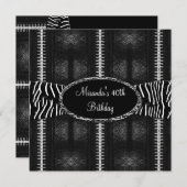 40e verjaardag Zwarte Witte Zebra Zipper Kaart (Voorkant / Achterkant)