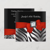 40e verjaardag Zwarte Zebra Stripe Red Bow Kaart (Voorkant / Achterkant)