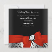 40e verjaardag Zwarte Zebra Stripe Red Bow Kaart (Achterkant)