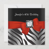 40e verjaardag Zwarte Zebra Stripe Red Bow Kaart (Voorkant)