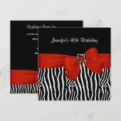 40e verjaardag Zwarte Zebra Stripe Red Bow Kaart (Voorkant / Achterkant)