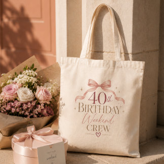 40e Verjaardags Weekend Crew Elegante Roze Strik T Tote Bag
