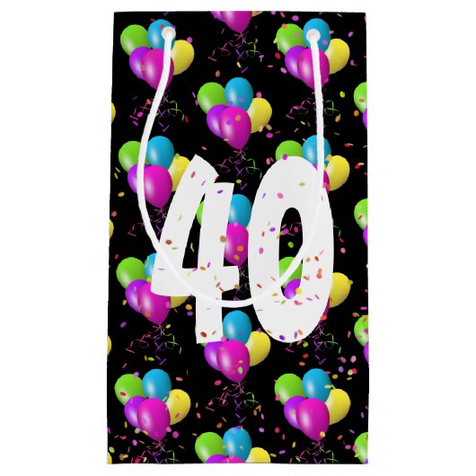 40e Verjaardagsballonnen met Confetti Klein Cadeauzakje (Voorkant)