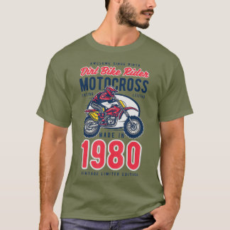 40e verjaardagscadeau 1980  Dirt Bike Racing T-shirt