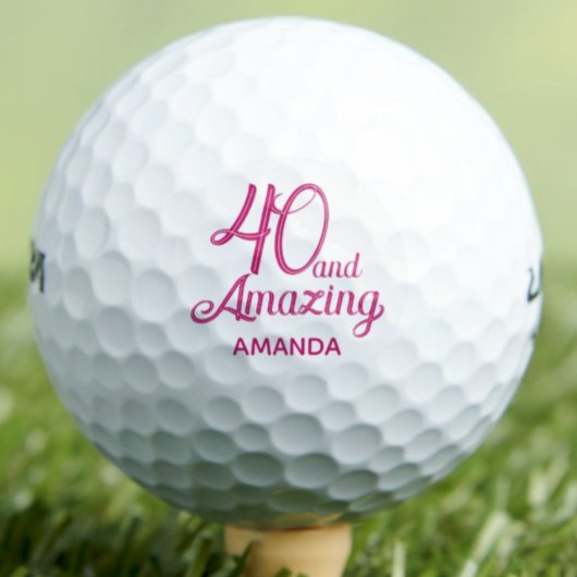 40e verjaardagscadeau voor zus Roze script Chic Golfballen