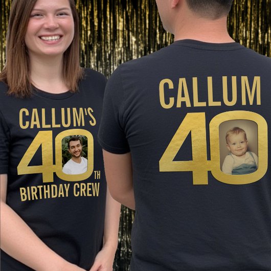 40e verjaardagscrew aangepaste naam foto leuk t-shirt