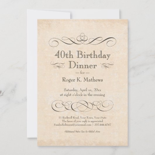 40e Verjaardagsdiner Feest Eet Drink en wees Vroli Kaart (Achterkant)