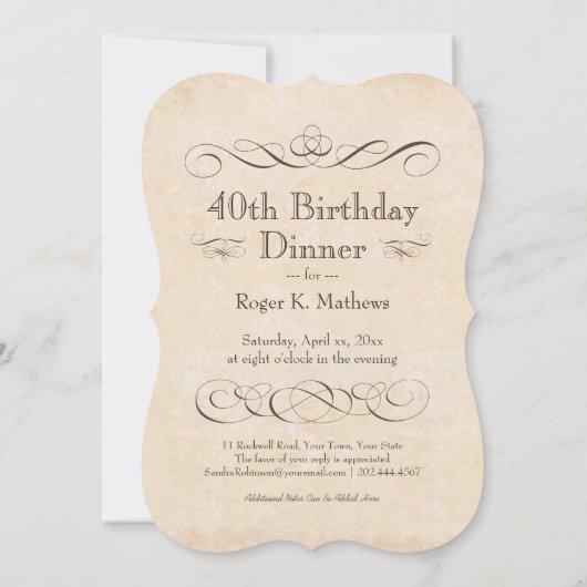 40e Verjaardagsdiner Feest Eet Drink en wees Vroli Kaart (Achterkant)