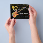 40e Verjaardagsfeest 40 Rots Gouden Glitter Budget Flyer (Hand)