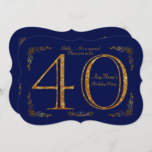 40e, Verjaardagsfeest 40e, grote Gatsby, Marine &  Kaart (Voorkant / Achterkant)