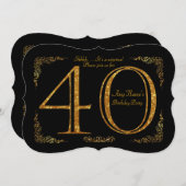 40e, Verjaardagsfeest 40e, grote Gatsby, zwart & g Kaart (Voorkant / Achterkant)