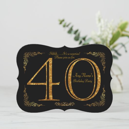 40e, Verjaardagsfeest 40e, grote Gatsby, zwart & g Kaart (Staand voorkant)