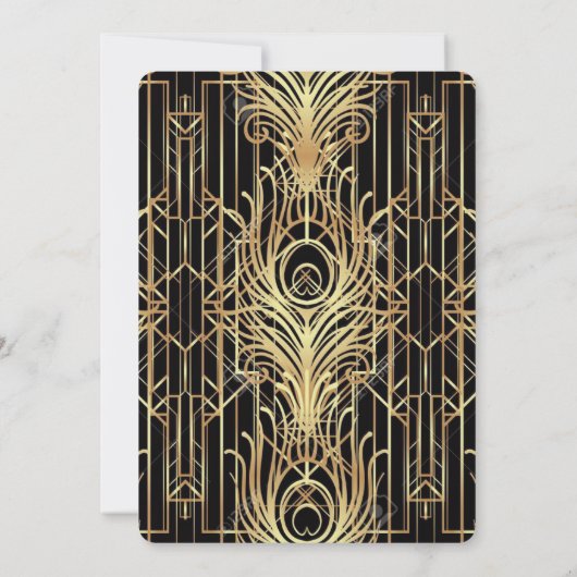 40e Verjaardagsfeest Art Deco Zwart & Goud Kaart (Achterkant)