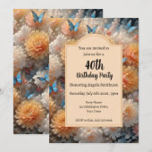 40e verjaardagsfeest bloemen kaart (Voorkant / Achterkant)