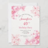 40e verjaardagsfeest Bloemroze uitnodiging (Voorkant)