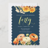 40e verjaardagsfeest Botanische Sinaasappels Bloem Kaart (Voorkant)