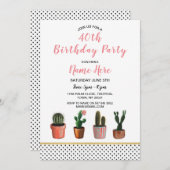 40e verjaardagsfeest Cactus Nodig 18e 21e 30e Kaart (Voorkant / Achterkant)