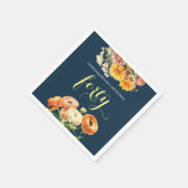 40e verjaardagsfeest Elegante vrolijke bloem Servet (Hoek)