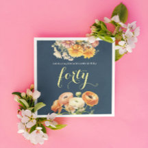 40e verjaardagsfeest Elegante vrolijke bloem