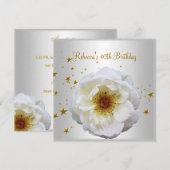 40e verjaardagsfeest Elegante witte gele bloem Kaart (Voorkant / Achterkant)