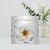 40e verjaardagsfeest Elegante witte gele bloem Kaart (Staand voorkant)