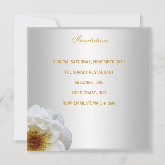 40e verjaardagsfeest Elegante witte gele bloem Kaart (Achterkant)