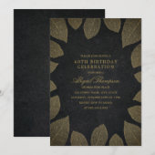 40e verjaardagsfeest Elegante zwarte gouden blader Kaart (Voorkant / Achterkant)