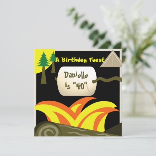 40e verjaardagsfeest en Marshmallow Toast Kaart (Staand voorkant)