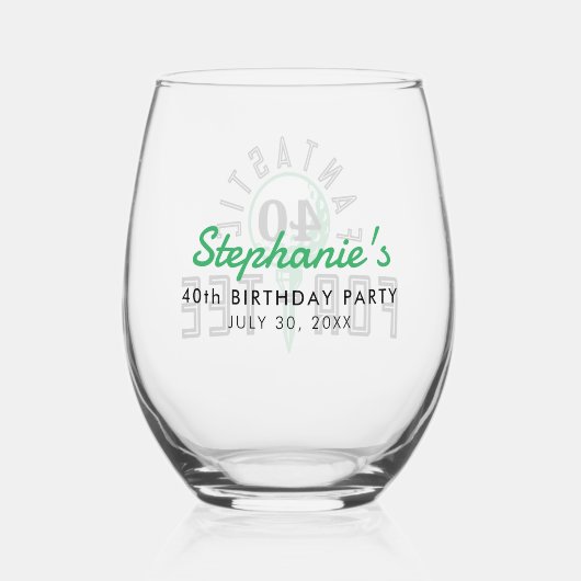 40e verjaardagsfeest Fantastisch voor-T-shirt Wijnglas Zonder Voet (Achterkant)