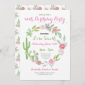 40e verjaardagsfeest Fiesta Cactus Nodig 21e 30e u Kaart (Voorkant / Achterkant)