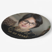 40e Verjaardagsfeest Foto Gold Script Cheers Papieren Bordje (Gekanteld)