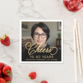40e Verjaardagsfeest Foto Gold Script Cheers Servet (Insitu)