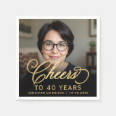 40e Verjaardagsfeest Foto Gold Script Cheers Servet (Voorkant)