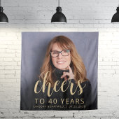40e Verjaardagsfeest Foto Gold Script Cheers Wandkleed