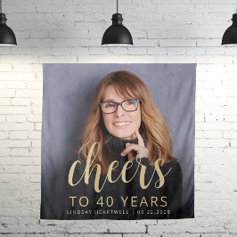 40e Verjaardagsfeest Foto Gold Script Cheers Wandkleed