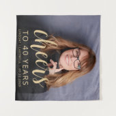 40e Verjaardagsfeest Foto Gold Script Cheers Wandkleed (Voorkant (horizontaal))