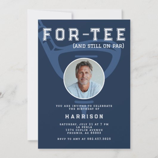 40e Verjaardagsfeest Foto Modern Golf Blue Kaart (Voorkant)