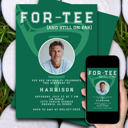 40e Verjaardagsfeest Foto Modern Golf Green Kaart