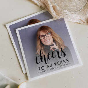 40e Verjaardagsfeest Foto Zwart Schrift Cheers Servet