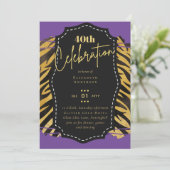 40e verjaardagsfeest Goud Dierenprint Glitters Gla Kaart (Staand voorkant)