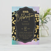 40e verjaardagsfeest Goud Dierenprint Glitters Gla Kaart (Staand voorkant)