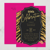 40e verjaardagsfeest Goud Dierenprint Glitters Gla Kaart (Voorkant / Achterkant)