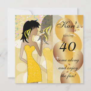 40e Verjaardagsfeest in een goudgeel kleur Kaart