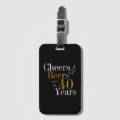 40e verjaardagsfeest juicht bier zwart goud bagagelabel (Voorkant (verticaal))