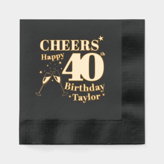 40e verjaardagsfeest juicht champagneglazen folie servetten (Voorkant)