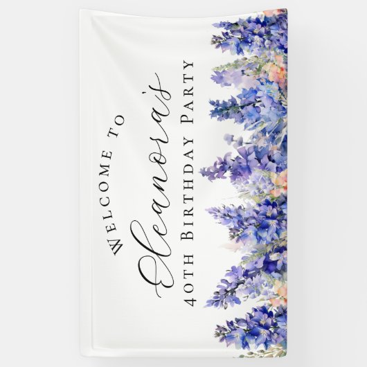 40e Verjaardagsfeest Juli Geboorte Bloem Welkom Spandoek (Verticaal)