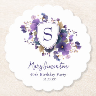 40e Verjaardagsfeest Klassieke Monogram Crest Kartonnen Onderzetters