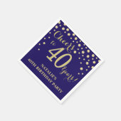 40e Verjaardagsfeest Marine Blauw en Gouden Diaman Servet (Hoek)
