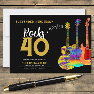 40e Verjaardagsfeest Muziek Gitaar Rocks 40 Kaart