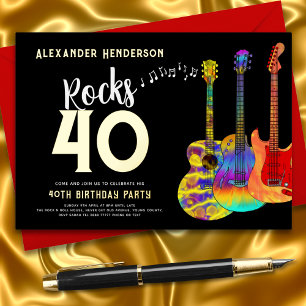 40e Verjaardagsfeest Muziek Rocks 40 Goud Folie Uitnodiging
